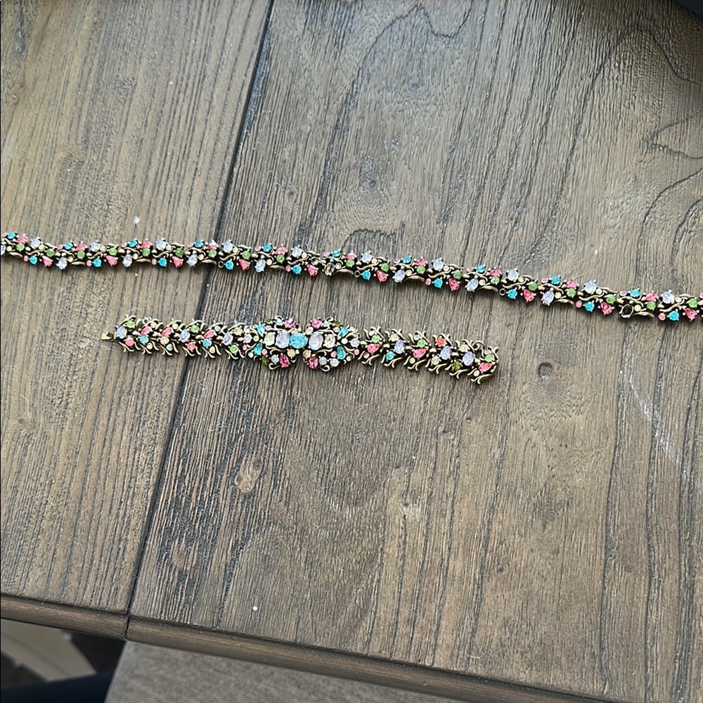 Elegant Hollycraft vintage multicolor Necklace and Bracelet Set